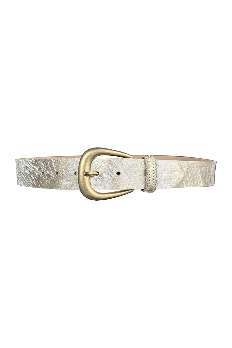 Streets Ahead Leather Metallic Leather Belt 12023 | White  display picture 1
