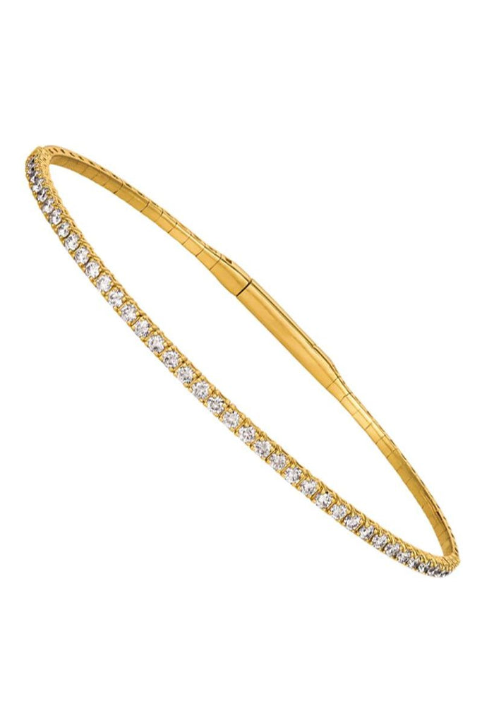 FC Creations Bracelet 14K Gold Diamond Thin Flexible Bangle Bracelet 1.0 Carat TW | Yellow Gold