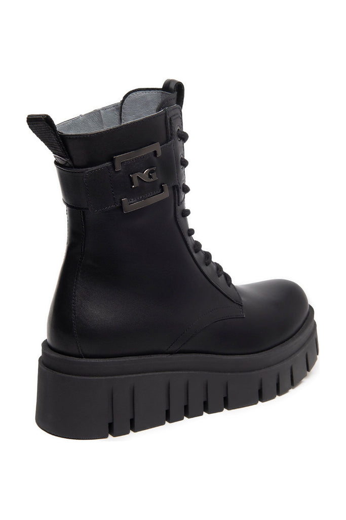 NeroGiardini Platform Leather Combat Boot I309092D | Nero (Black)