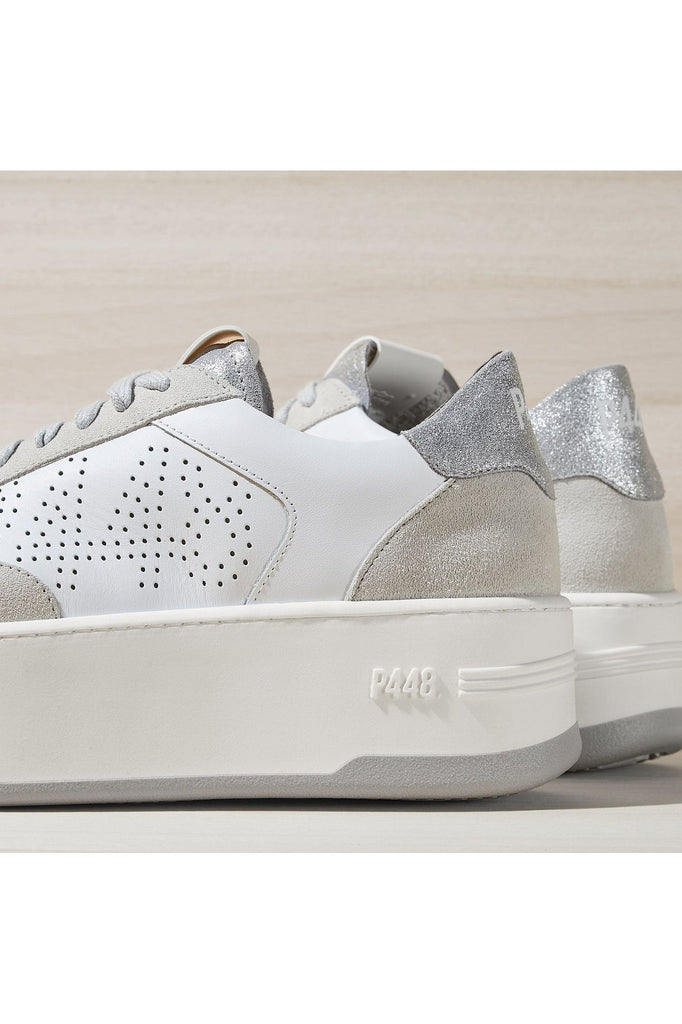 P448 Empire Women's Platform Sneakers | White/Silver