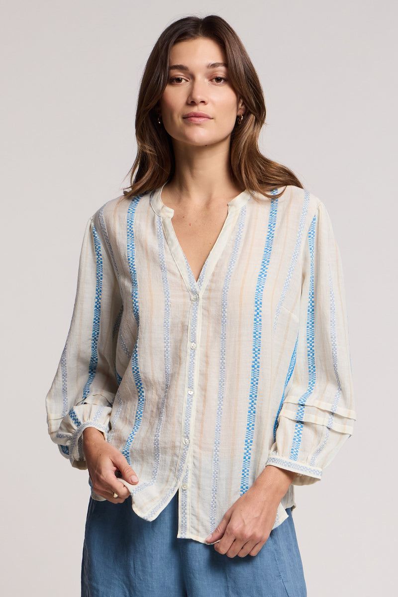 Velvet by Graham & Spencer Judith Geometric Jacquard Top | Creme