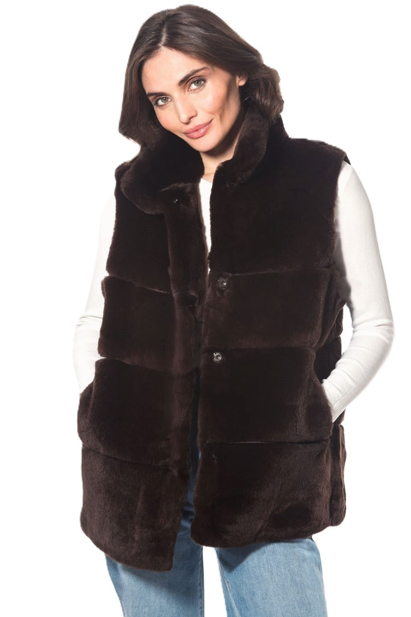 Linda Richards Rex Rabbit Fur Vest RX-725 | Brown – Robertson Madison
