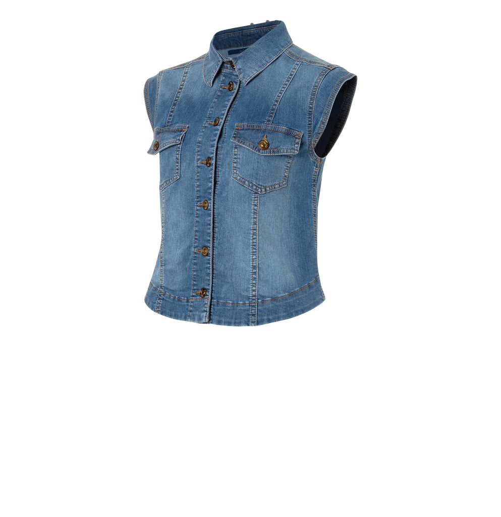 Mac Jeans Lightweight Denim Vest 0122-90-0391 | D525 Natty Brilliant Blue