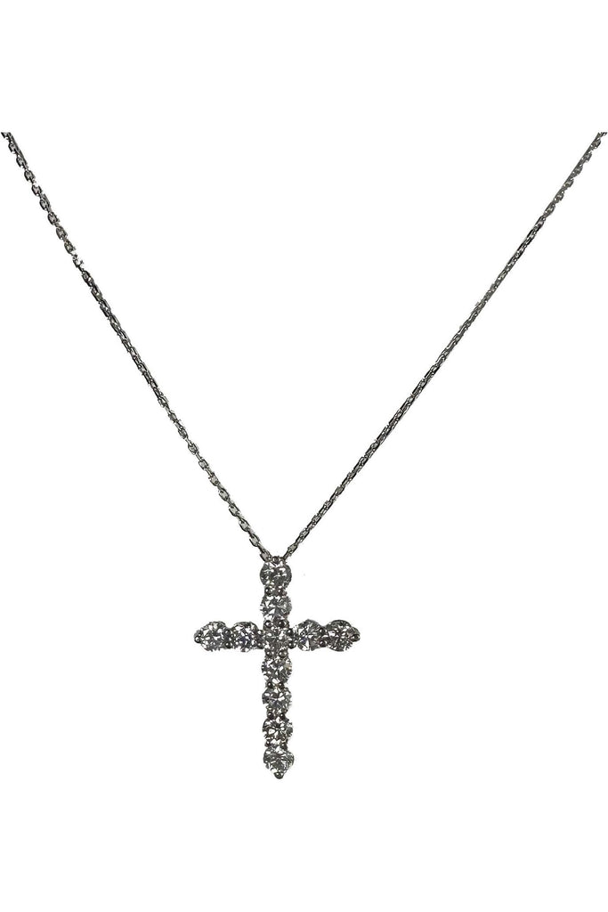 FC Creations Necklace 14K Gold Diamond Cross Pendent | White Gold 3.30 Carats