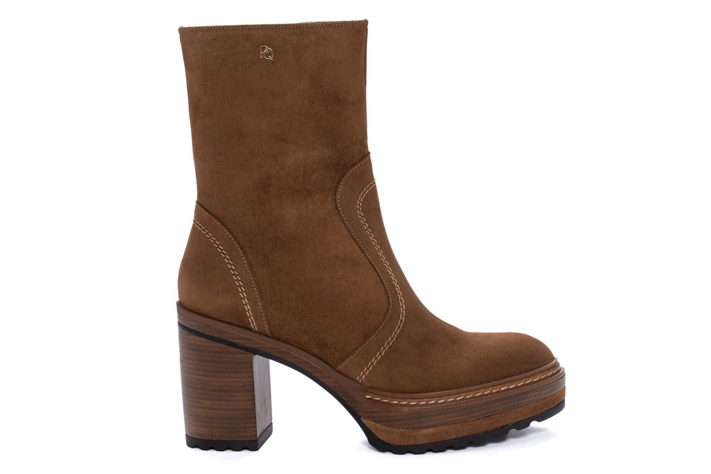 Pons Quintana Women's OlivB Suede Platform Ankle Boots 10556.000 | Toffee