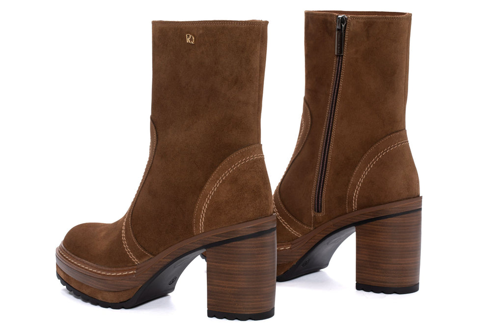 Pons Quintana Women's OlivB Suede Platform Ankle Boots 10556.000 | Toffee