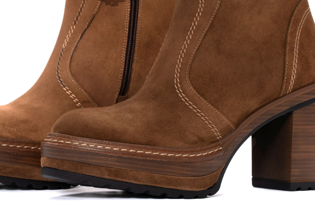 Pons Quintana Women's OlivB Suede Platform Ankle Boots 10556.000 | Toffee