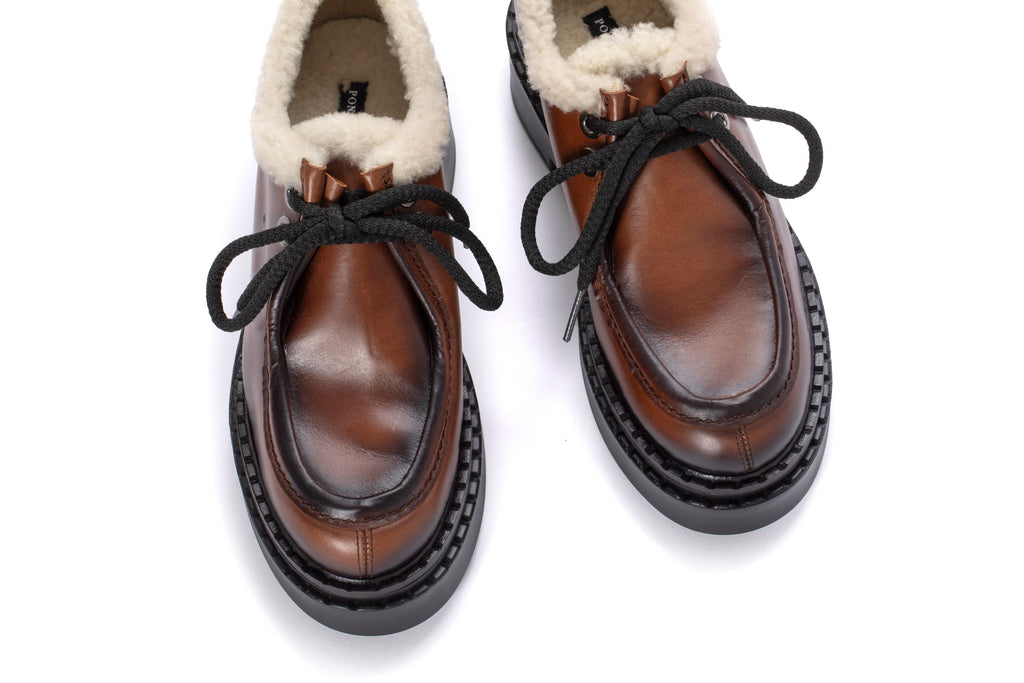 Pons Quintana Women's Nadia Fur Lined Leather Lace Up 112828.035 | Toffee/Beige