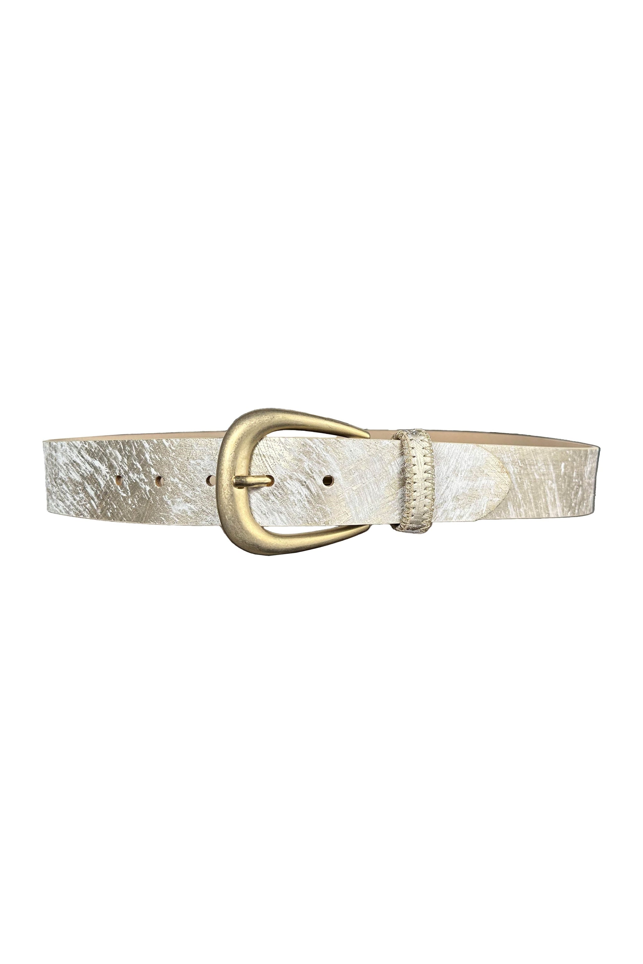 Streets Ahead Leather Metallic Leather Belt 12023 | White  display picture 3