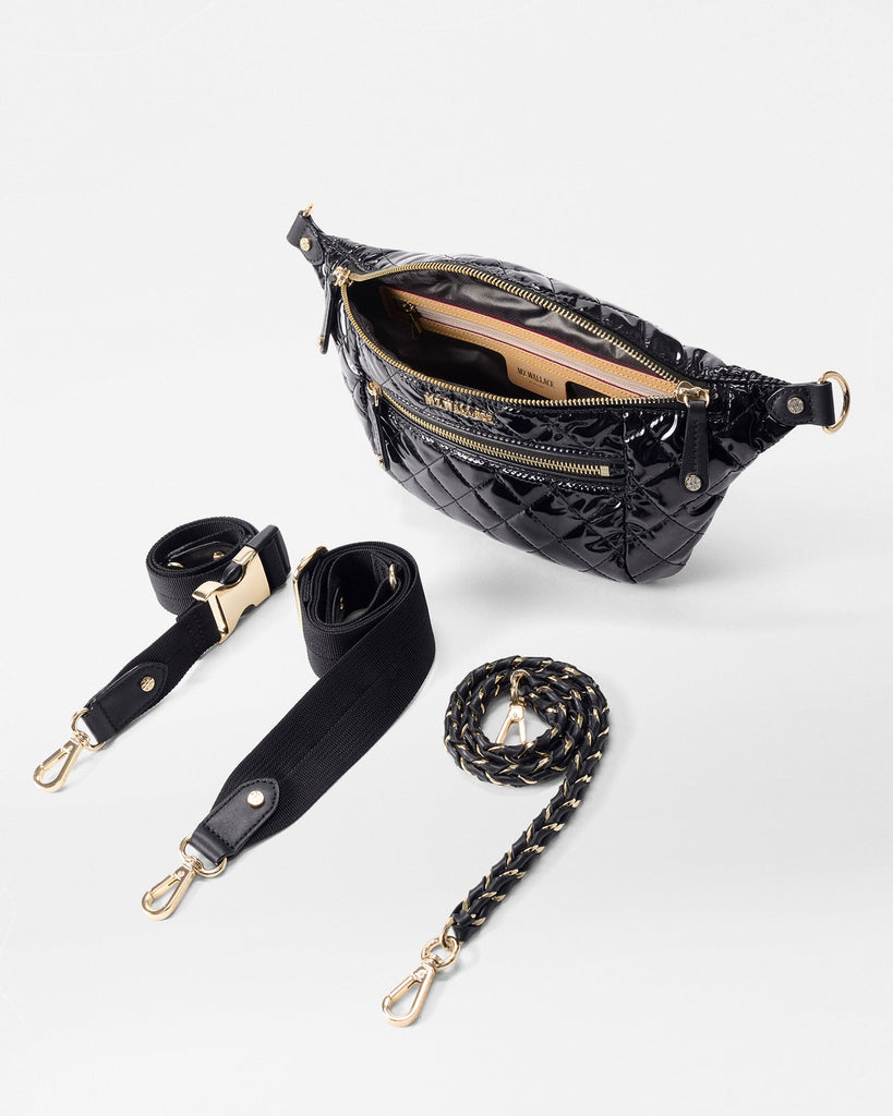 MZ Wallace Small Crosby Sling Bag 1462C0434 | Black Lacquer