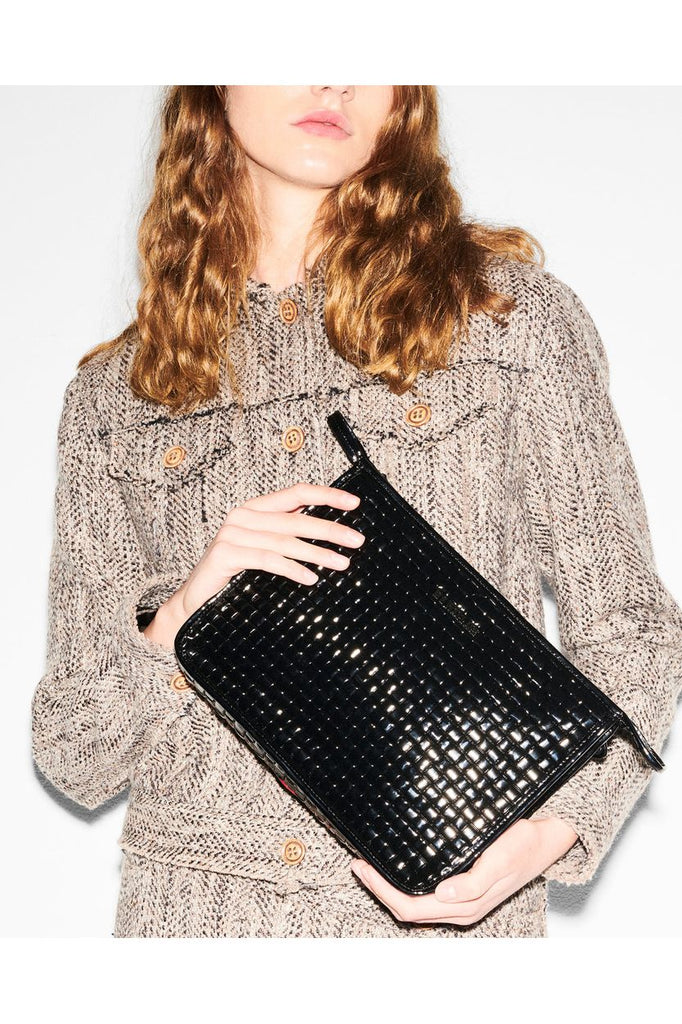 MZ Wallace Woven Clutch 1496N1742 | Black Lacquer