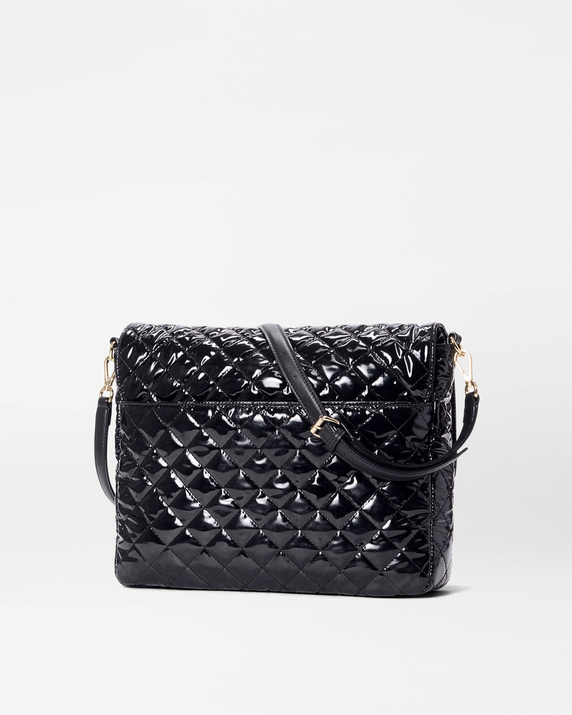 MZ Wallace Crosby Lock Quilted Crossbody Large 1580C0434 | Black Lacquer