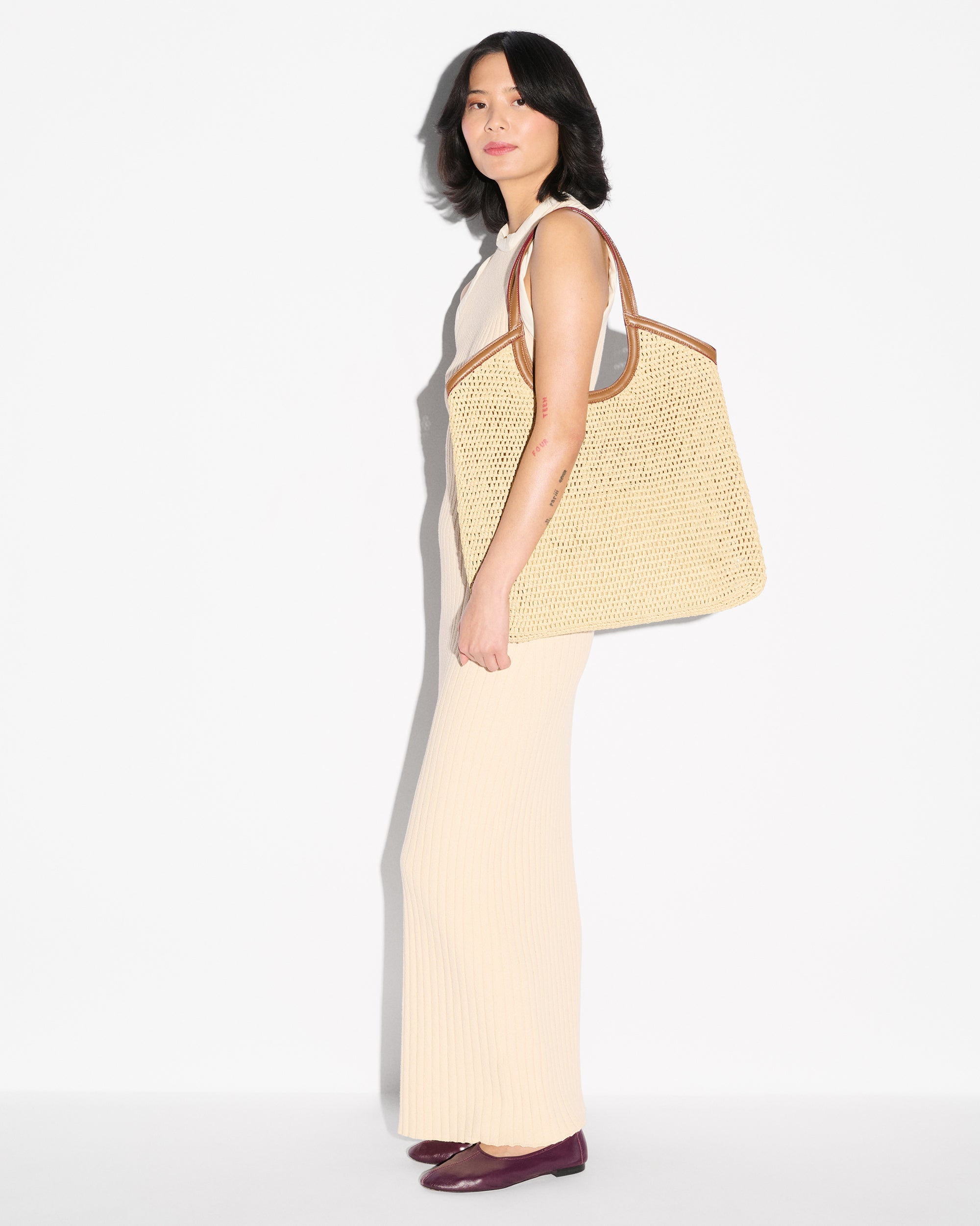 MZ Wallace Large Crochet Georgica Tote 1948N2405 | Camel Crochet
