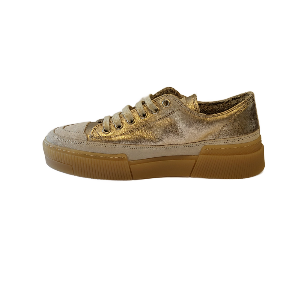Andia Fora MYO Cream Suede Lace Up Sneaker | Silk Sat Vanilla (Rose Gold Metallic)