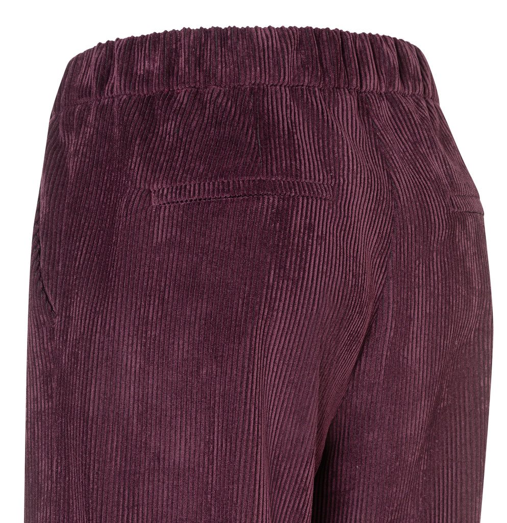 Mac Jeans Chiara Wide Leg Corduroy Pull On Pants 3051-00-0410L |  780 Eggplant | Special Order Style