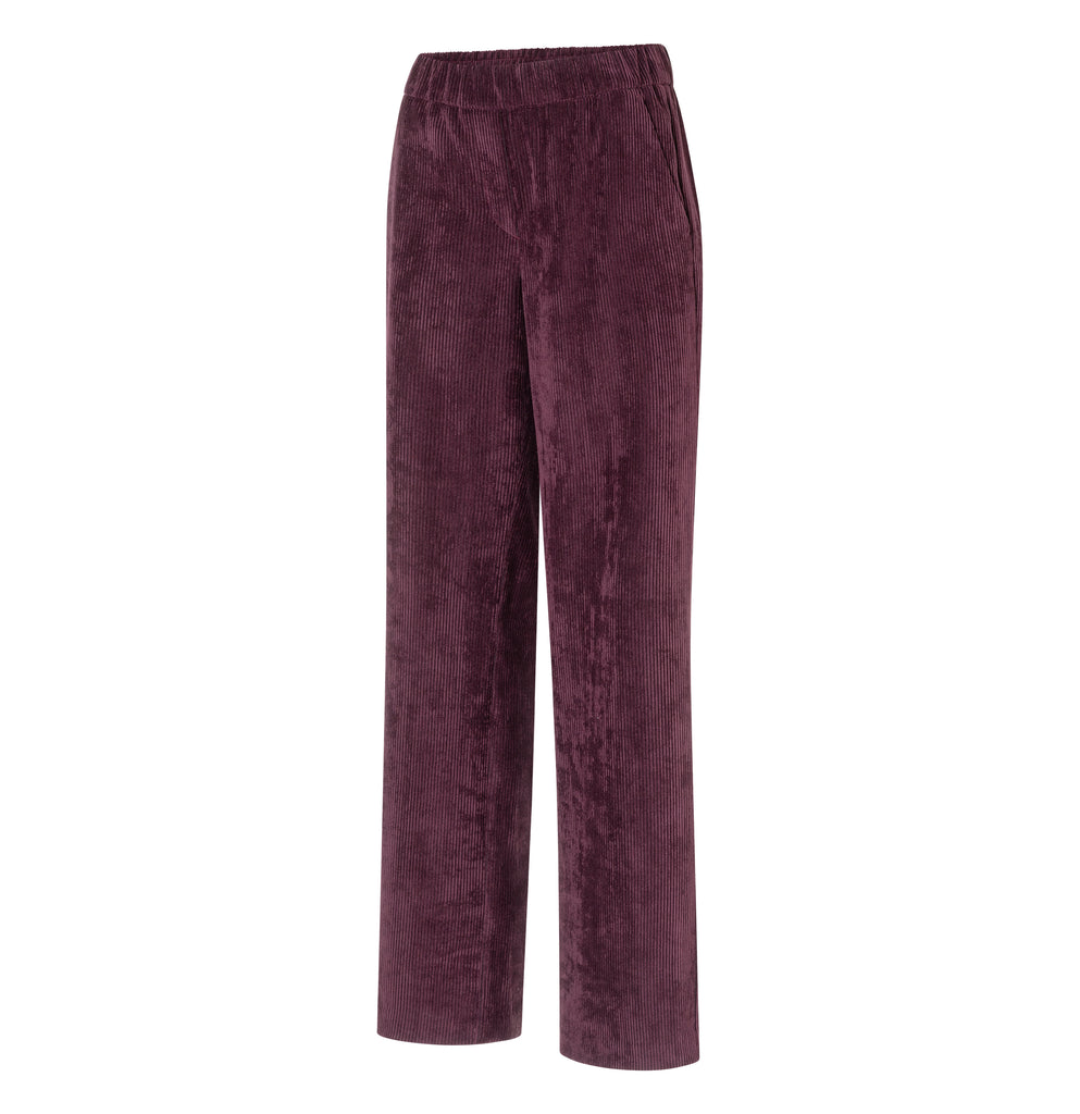 Mac Jeans Chiara Wide Leg Corduroy Pull On Pants 3051-00-0410L |  780 Eggplant | Special Order Style