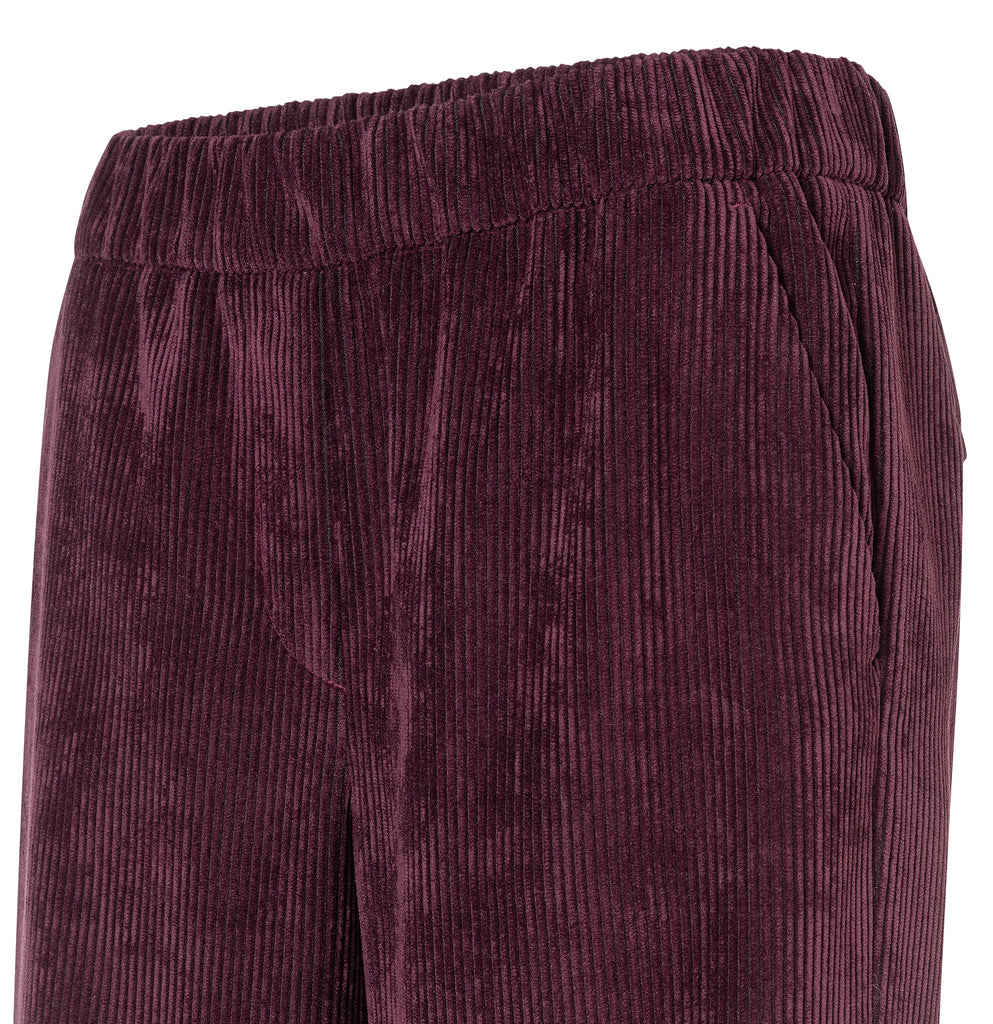 Mac Jeans Chiara Wide Leg Corduroy Pull On Pants 3051-00-0410L |  780 Eggplant | Special Order Style