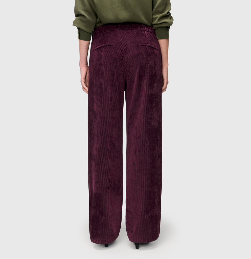 Mac Jeans Chiara Wide Leg Corduroy Pull On Pants 3051-00-0410L |  780 Eggplant | Special Order Style