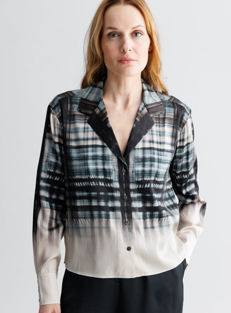 go by Go Silk Go Top Notch Print Blouse T1692-HAPL | Hashtag Plaid