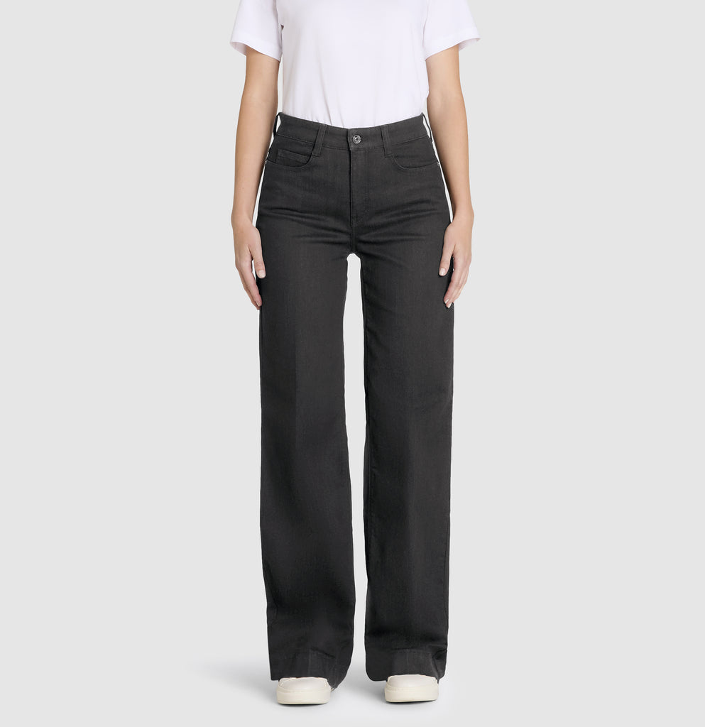 Mac Jeans Wide Authentic Stretch Denim Jeans 5228-90-0387L | D999 Black-Black