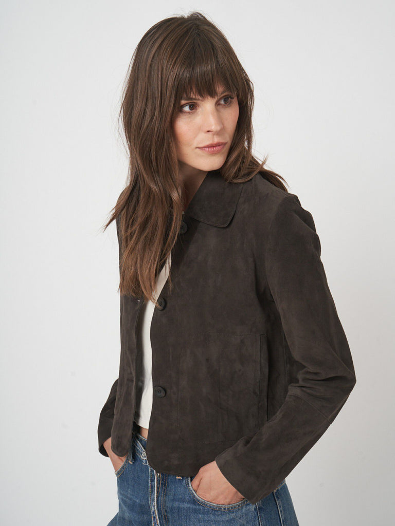 REPEAT Cashmere Suede Jacket 800226 | Morro
