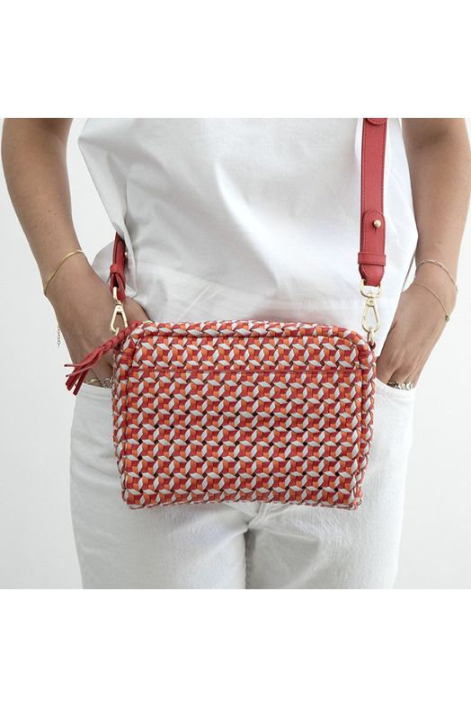 Allan K Reese Leather Crossbody Bag- Moulinet Weave | Multi Mandarine