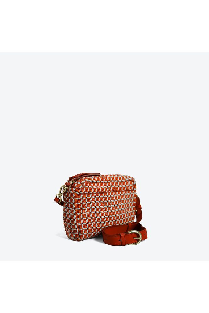 Allan K Reese Leather Crossbody Bag- Moulinet Weave | Multi Mandarine
