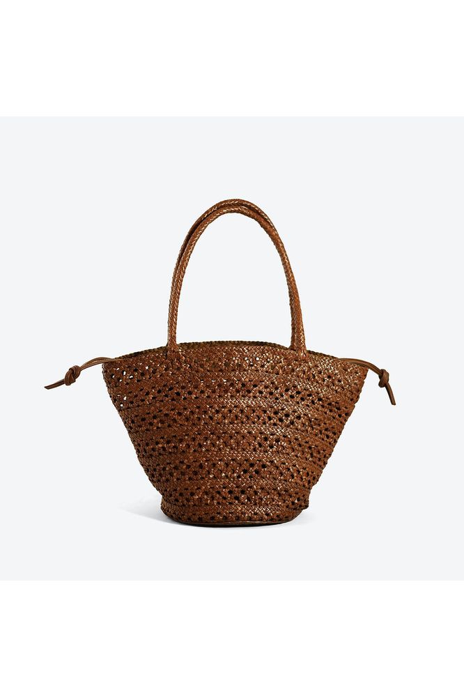 Allan K Savannah Toledo Leather Bucket Bag- Belt Weave  | Brown