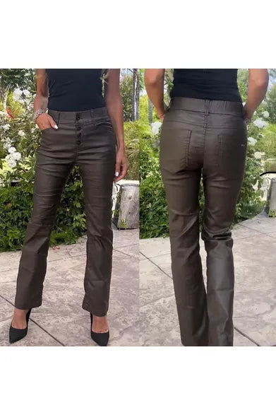 Bevy Flog Nora Vegan Leather Pants | Brown