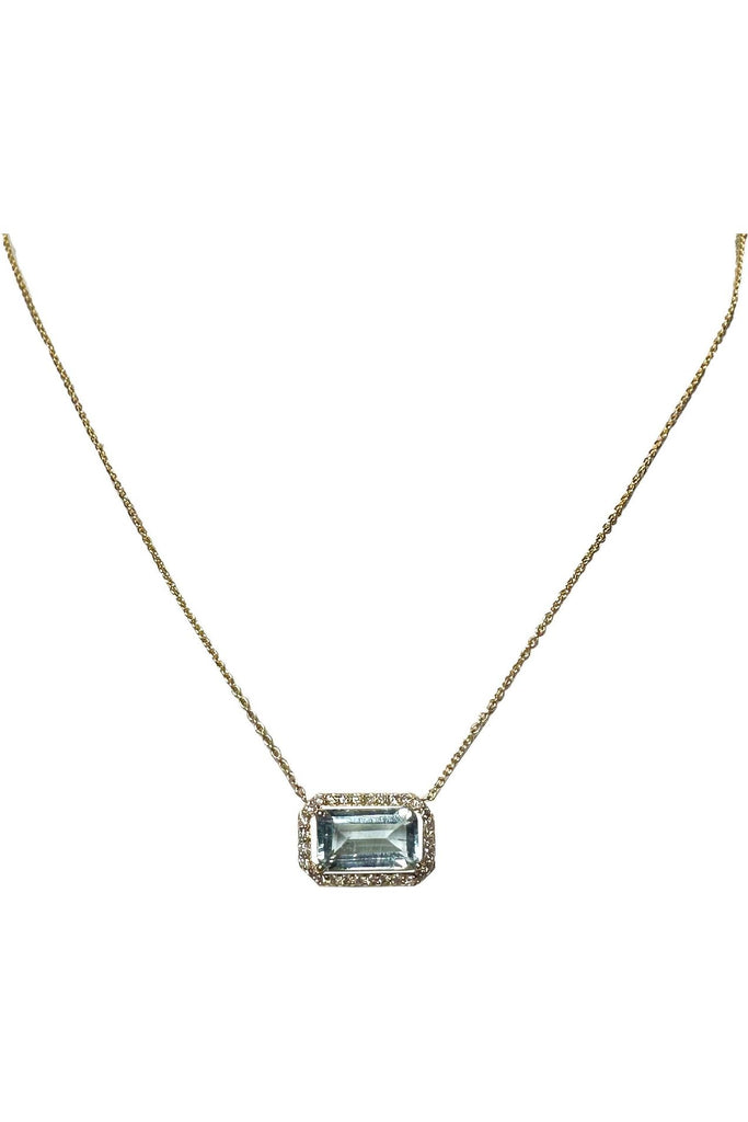 FC Creations Necklace 14K Aquamarine Diamond Necklace | Yellow Gold TW 2.53 Carats