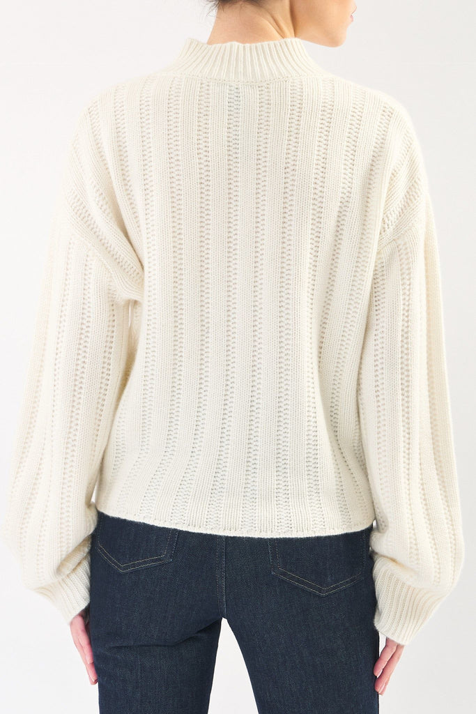 Robertson Madison 100% Cashmere Cable Knit Button Pullover CC-261 | Ivory