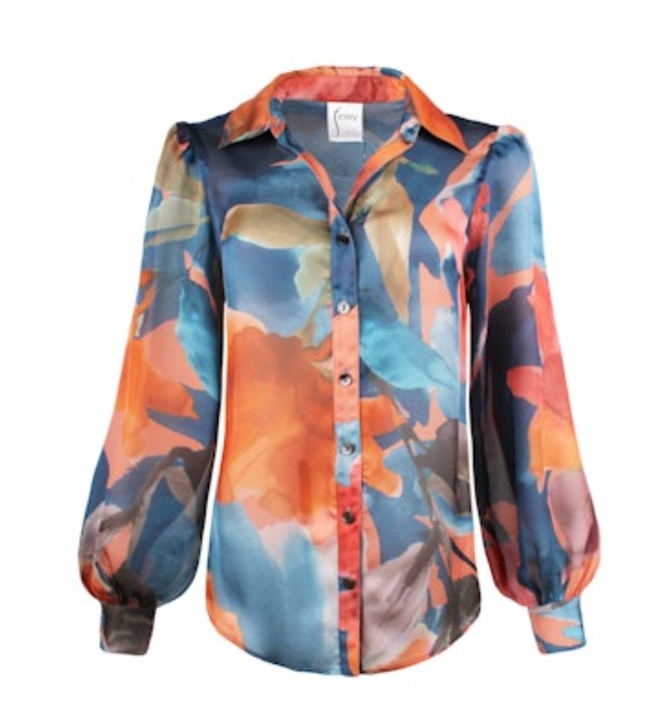 Finley Shirts Colette Sunset Floral Blouse 3592095F | Sunset Floral