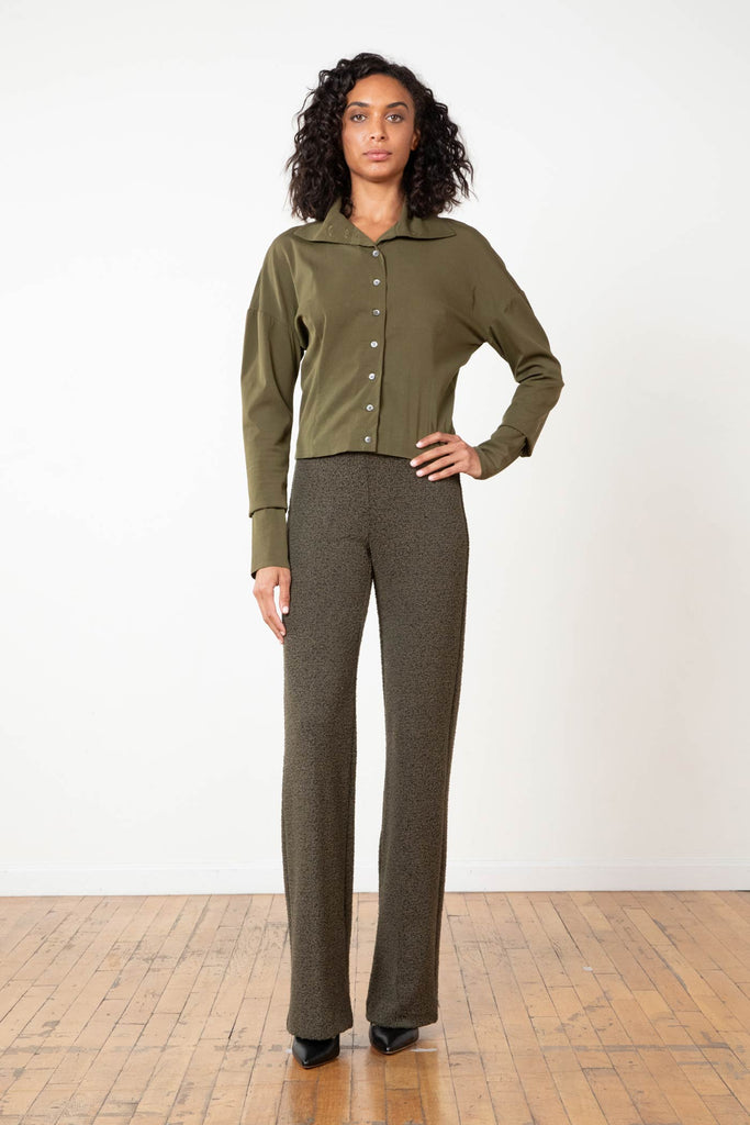 Avenue Montaigne Flavia Boucle Pull On Wide Leg Pant F1695 | Olive