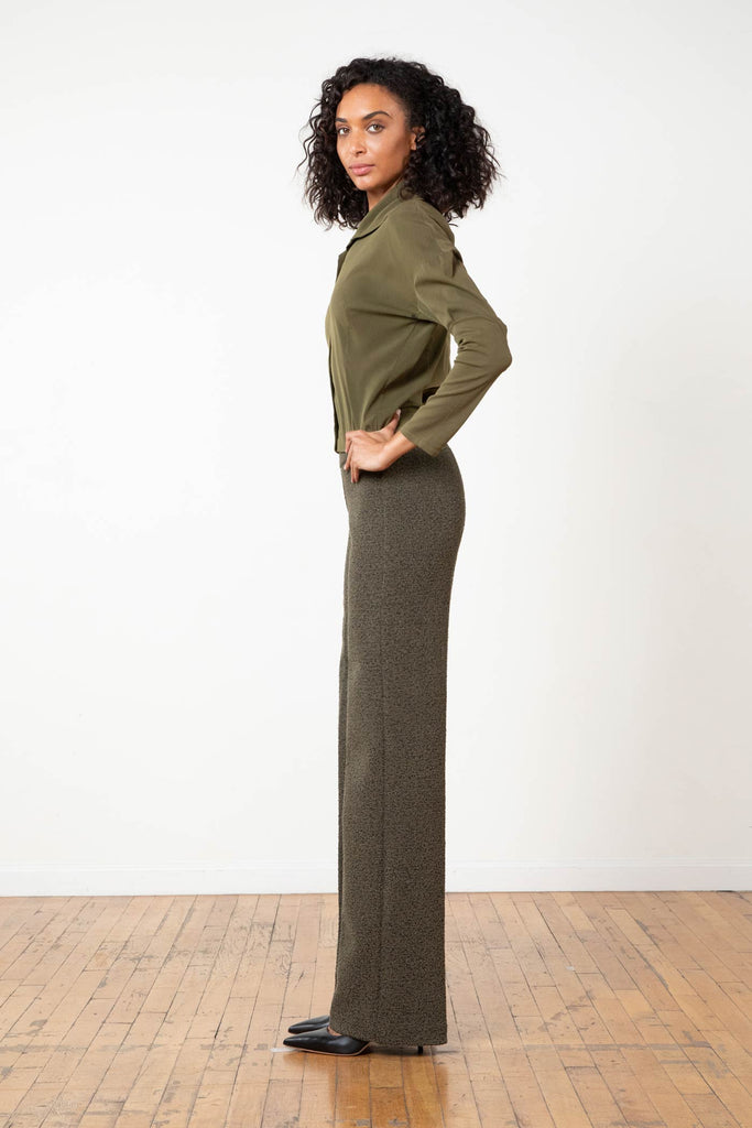 Avenue Montaigne Flavia Boucle Pull On Wide Leg Pant F1695 | Olive