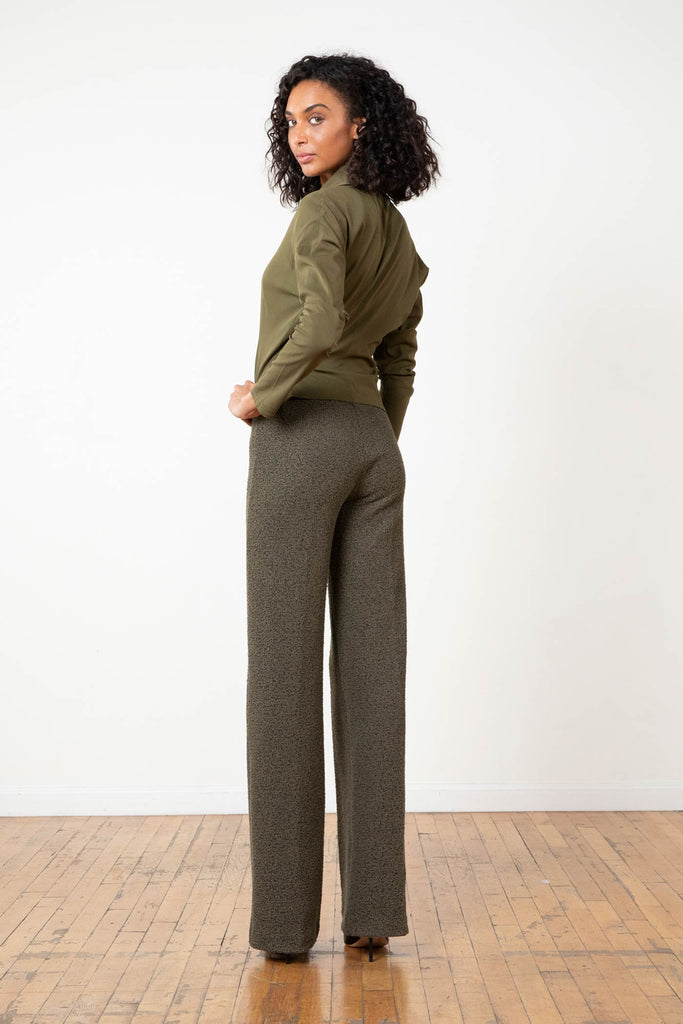 Avenue Montaigne Flavia Boucle Pull On Wide Leg Pant F1695 | Olive