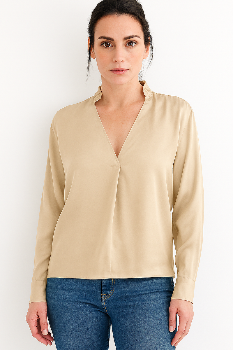 go by Go Silk Go Frilled Up Top T1886 | Champagne – Robertson Madison