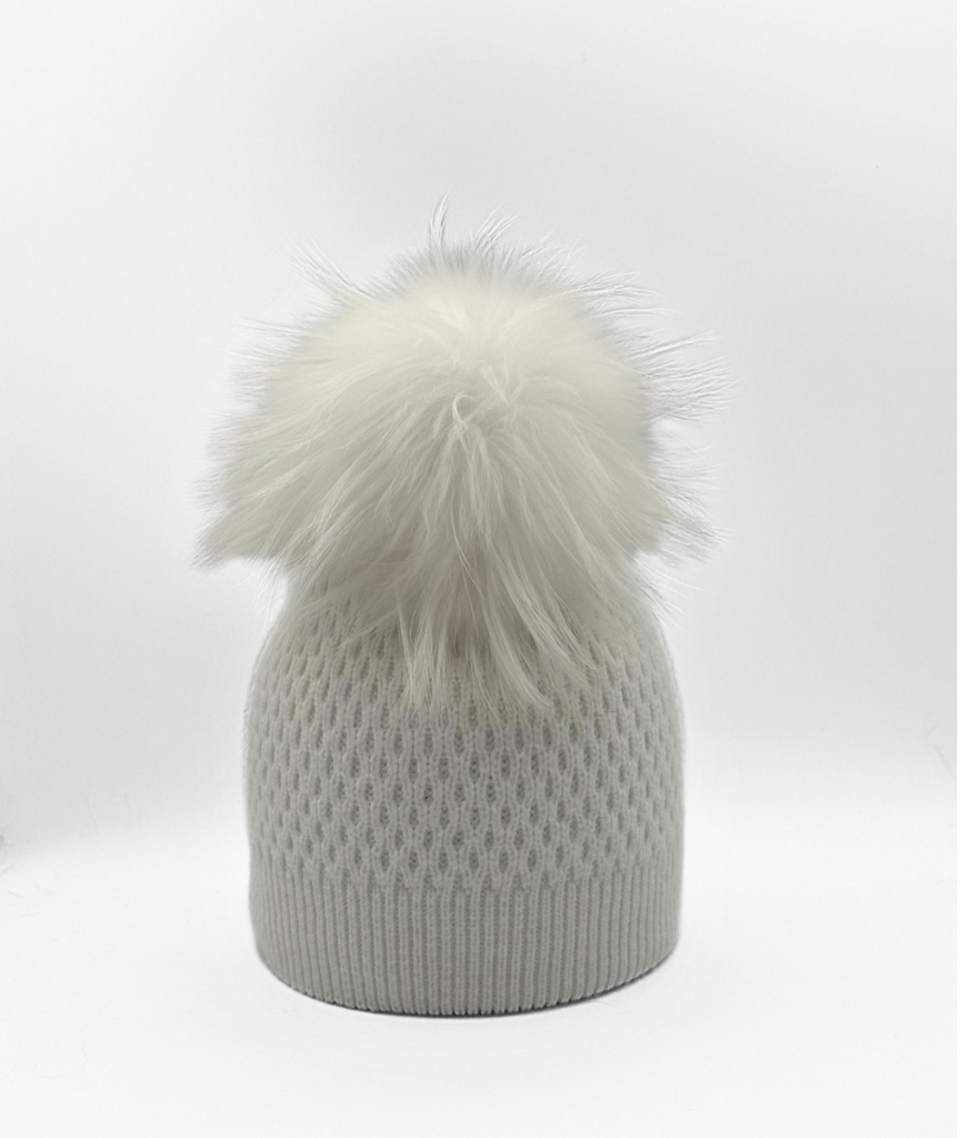 Linda Richards Textured Pom-pom Hat HA-24 | Cream