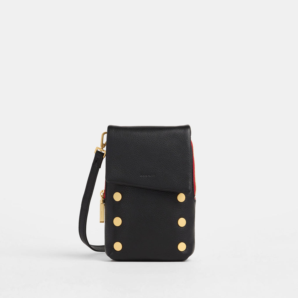 Hammitt VIP Mobile Crossbody Bag  | Black Brushed Gold Red Zip