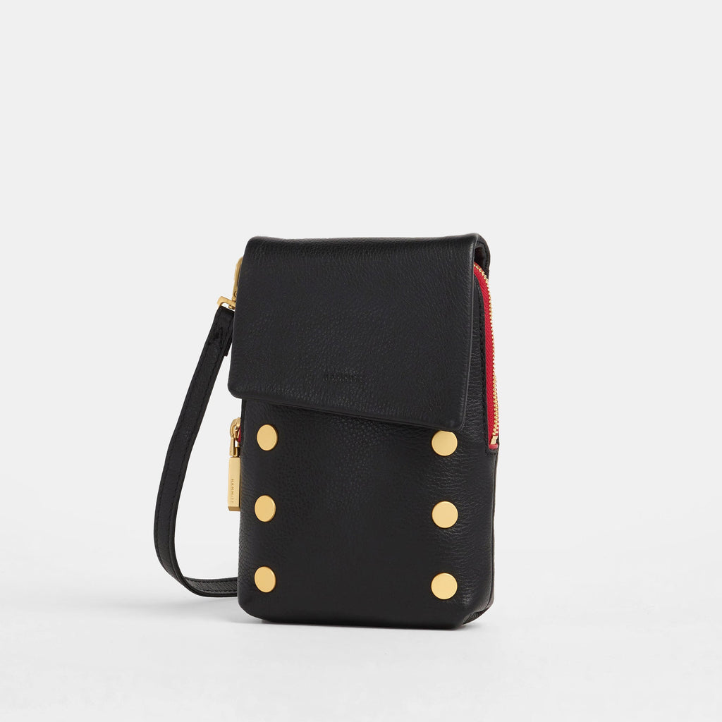 Hammitt VIP Mobile Crossbody Bag  | Black Brushed Gold Red Zip