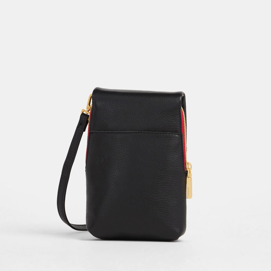 Hammitt VIP Mobile Crossbody Bag  | Black Brushed Gold Red Zip