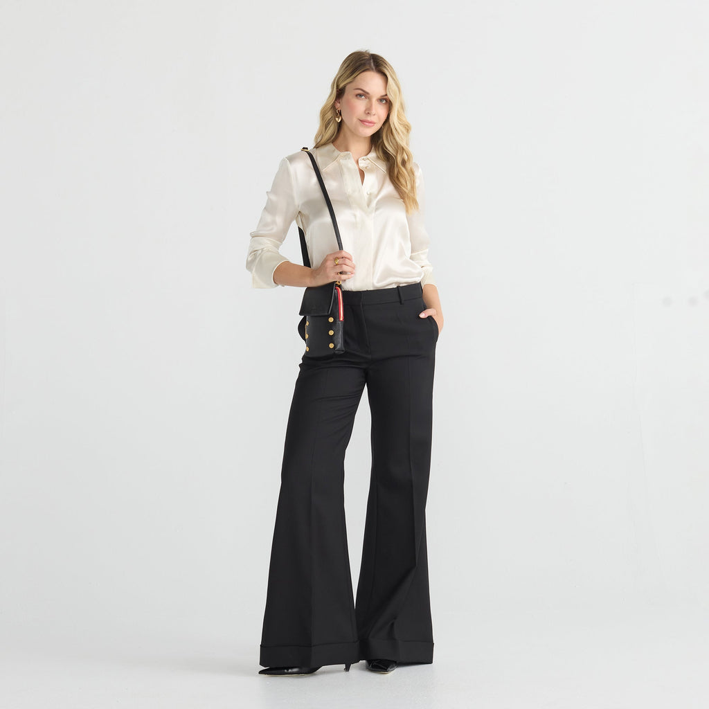 Hammitt VIP Mobile Crossbody Bag  | Black Brushed Gold Red Zip