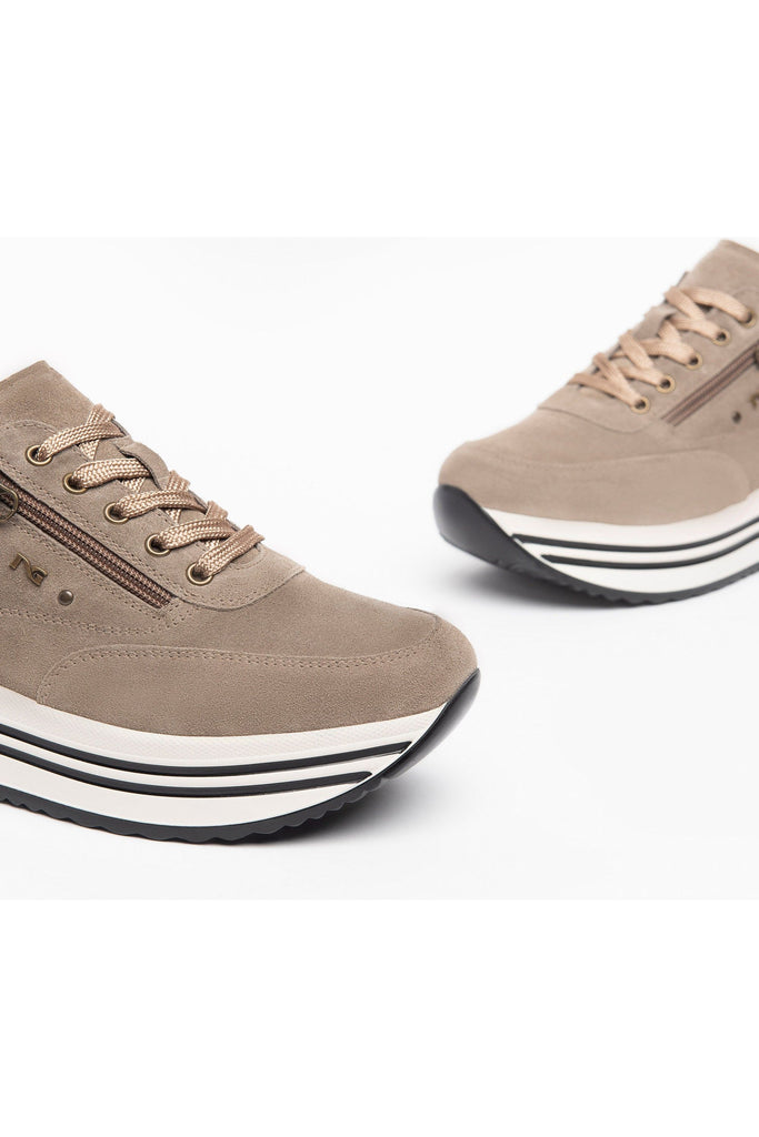NeroGiardini Suede Zipper Platform Sneakers I308382D | Talpa (Taupe)