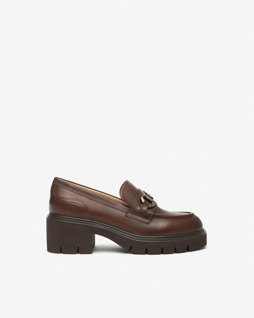 NeroGiardini Platform Leather Loafers I513981D | Brown (412)