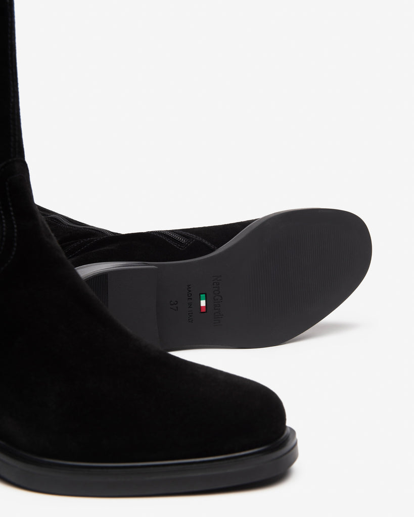 NeroGiardini Suede Over the Knee Boot I514706D | Nero (100) (Black)