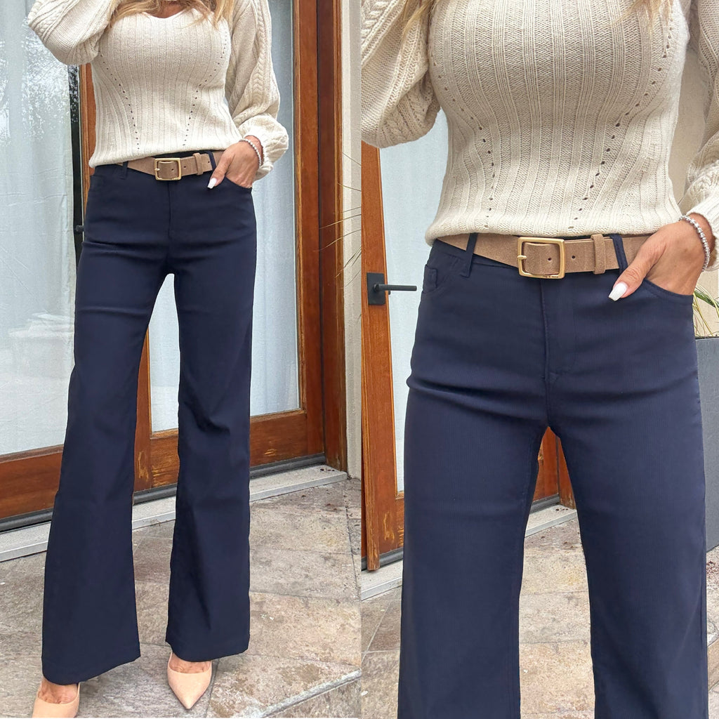 Bevy Flog Amy Flare Pants | Navy Stripe