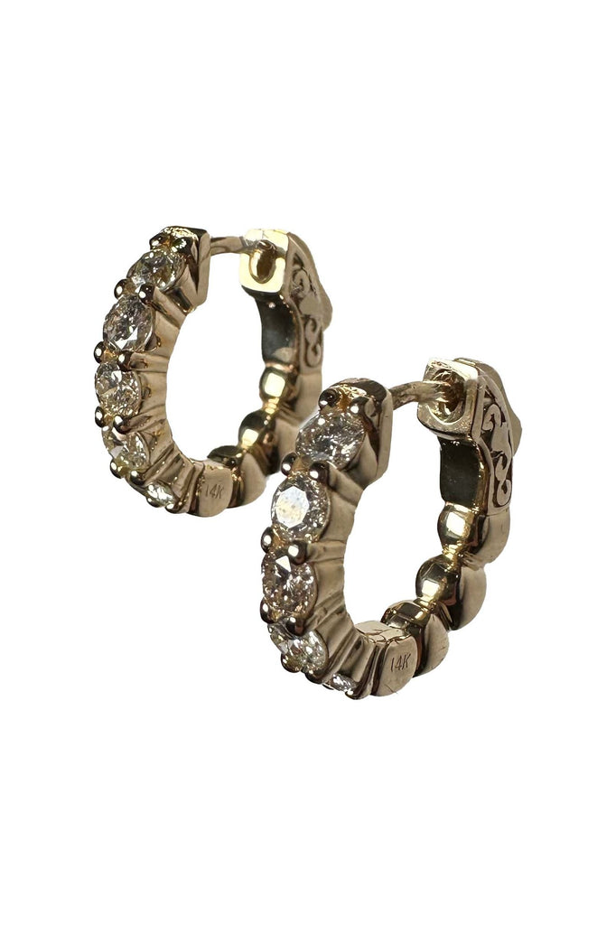 FC Creations Earrings 14K Gold Diamond Huggies TW 1.10 Carat | Yellow Gold