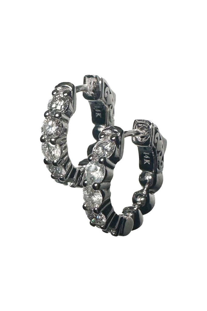 FC Creations Earrings 14K Gold Diamond Huggies TW 1.10 Carat. | White Gold