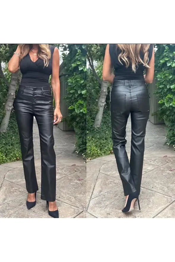 Bevy Flog Nora Vegan Leather Pants | Black