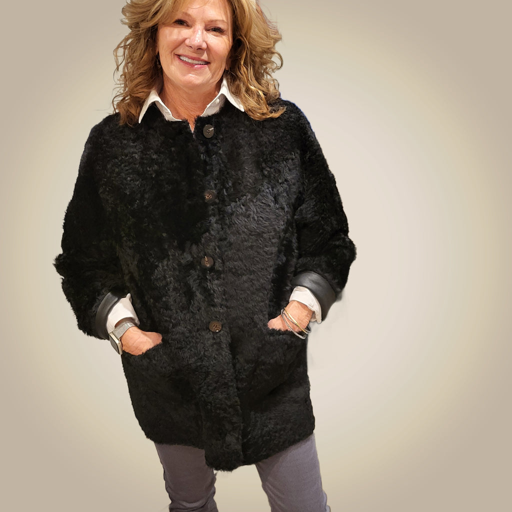 Linda Richards Lamb Button Front Jacket LM-160 | Black