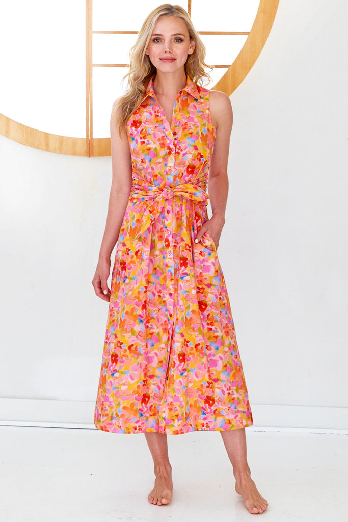 Finley Shirts Long Ellis Capri Floral Dress 3542034F | Pink/Multi 690